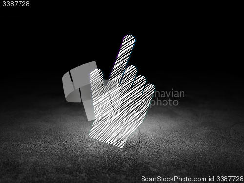 Image of Advertising concept: Mouse Cursor in grunge dark room