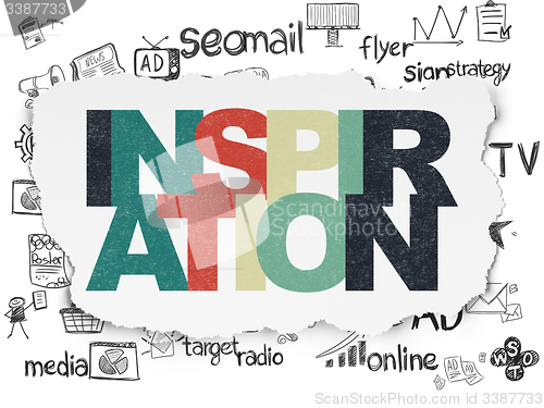 Image of Marketing concept: Inspiration on Torn Paper background