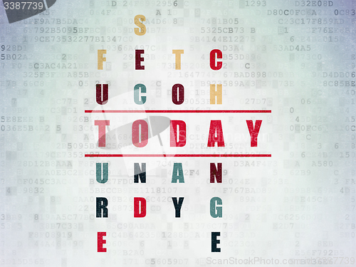 Image of Timeline concept: word Today in solving Crossword Puzzle