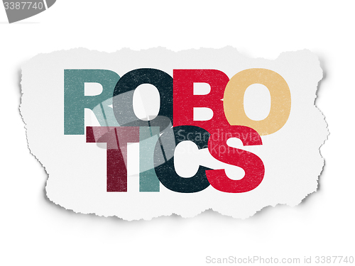 Image of Science concept: Robotics on Torn Paper background