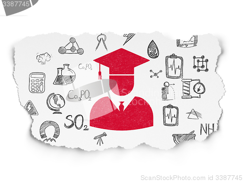 Image of Science concept: Student on Torn Paper background