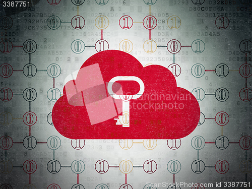 Image of Cloud computing concept: Cloud With Key on Digital Paper background