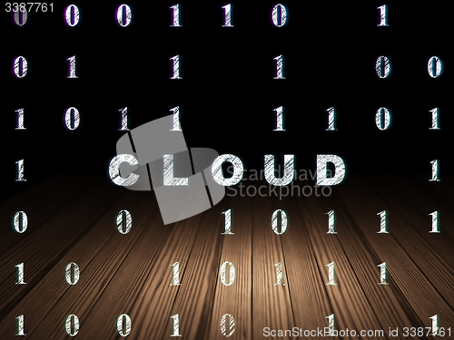 Image of Cloud computing concept: Cloud in grunge dark room