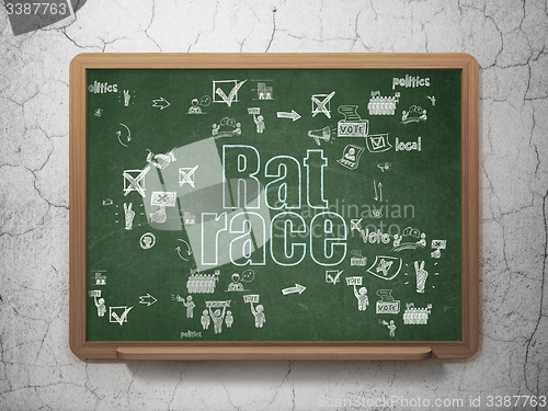 Image of Politics concept: Rat Race on School Board background