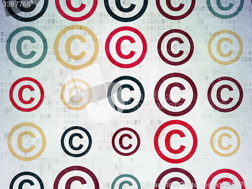 Image of Law concept: Copyright icons on Digital Paper background