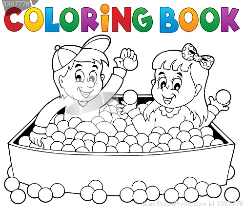 Image of Coloring book happy playing children