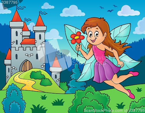 Image of Happy fairy near castle