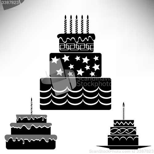 Image of Set of Silhouettes Sweet Cakes