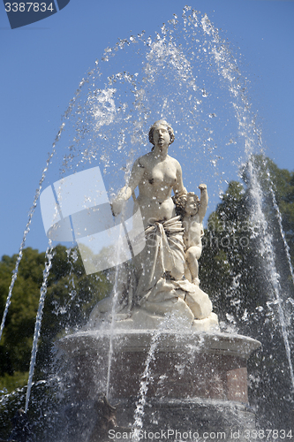 Image of Closeup of statue Latona fountain at Herrenchiemsee, Bavaria
