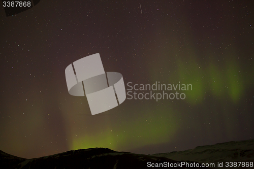 Image of Different colors of northern lights in Iceland