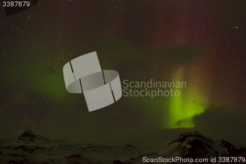 Image of Different colors of northern lights in Iceland