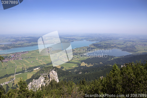 Image of Bavarian lake Forggensee from above