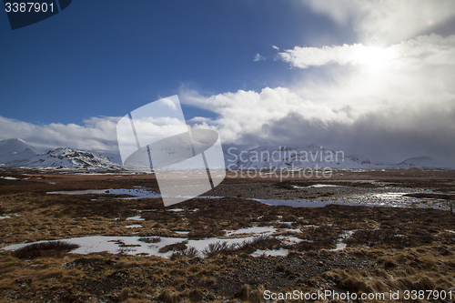 Image of Snowy mountain landscape in Iceland