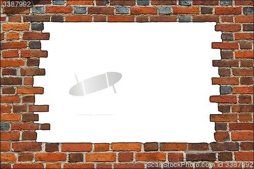 Image of broken brick wall on the white background