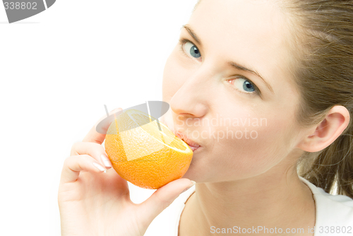 Image of young woman with orange