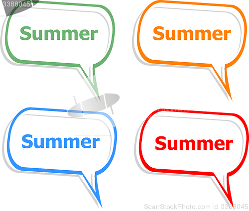 Image of Word summer concept on button. Banner, web button or message for online web site, presentation or application