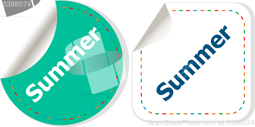 Image of Word summer concept on button. Banner, web button or message for online web site, presentation or application