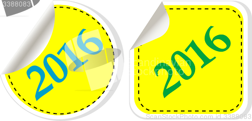 Image of Happy new year 2016 - web icon on a round button