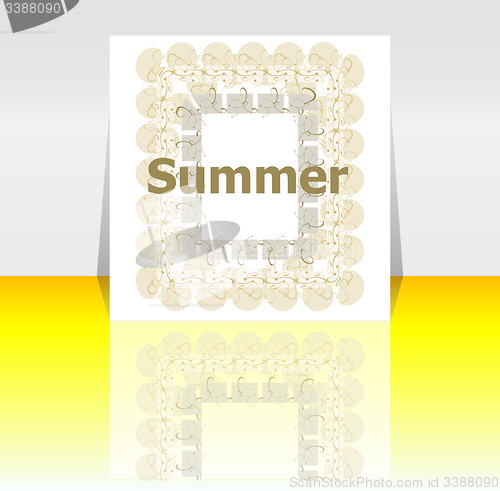 Image of Hello summer poster. summer background. Effects poster, frame. Happy holidays card, happy vacation card. Enjoy your summer.