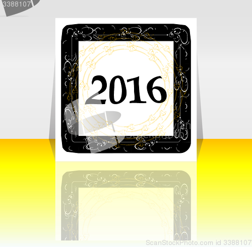 Image of Happy new year 2016 symbol with calligraphic design on abstract background. 