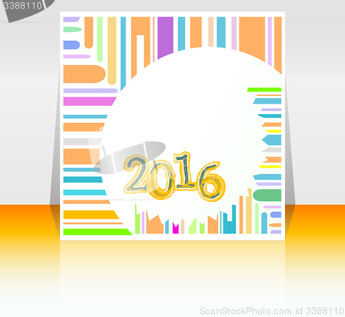 Image of Abstract New Year 2016 card. Multicolor holiday greeting card. Creative flat design, concept for banner, poster, flyer design, night party