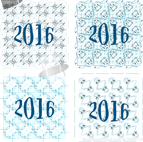 Image of 2016 new year sign on abstract background, invitation card set