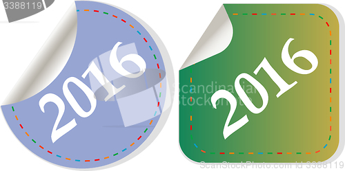 Image of Happy new year 2016 - vector icon with shadow on a grey button