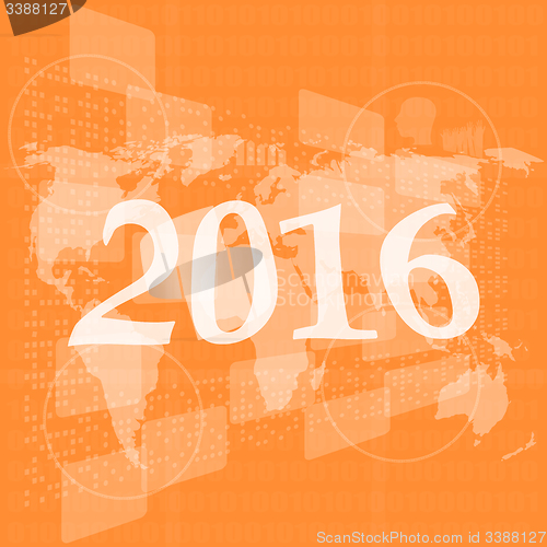Image of happy new year 2016 in polka dots pattern blue background (vector)