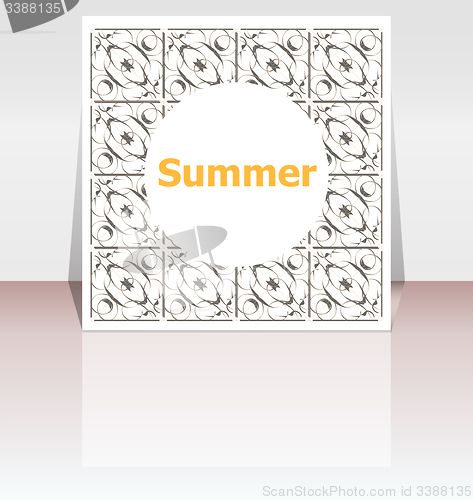 Image of Hello summer poster. summer background. Effects poster, frame. Happy holidays card, happy vacation card. Enjoy your summer.