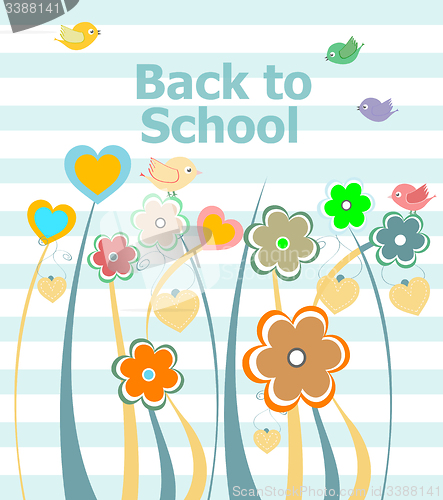 Image of Back to school invitation card with flowers, education concept