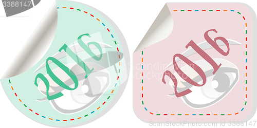 Image of Happy new year 2016 - vector icon with shadow on a grey button