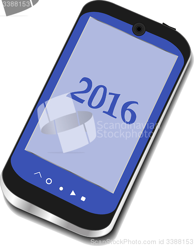 Image of smart phone icon isolated on white with a 2016 sign