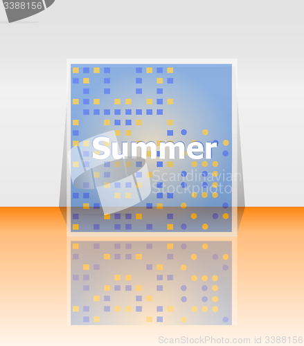 Image of Hello summer poster. summer background. Effects poster, frame. Happy holidays card, happy vacation card. Enjoy your summer.