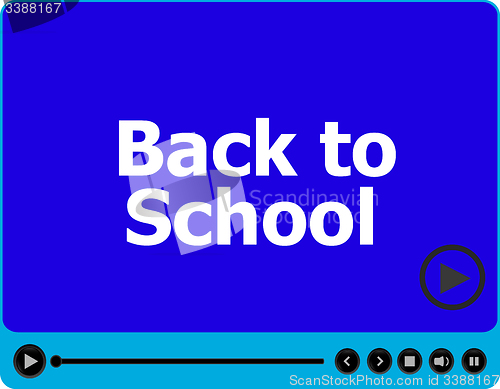 Image of Back to school words on media player isolated on white, education concept