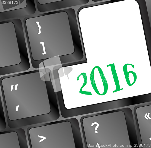 Image of Computer Keyboard with Happy New Year 2016 Key