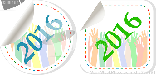 Image of new year 2016 icon set. new years symbol original modern design for web and mobile app on white background