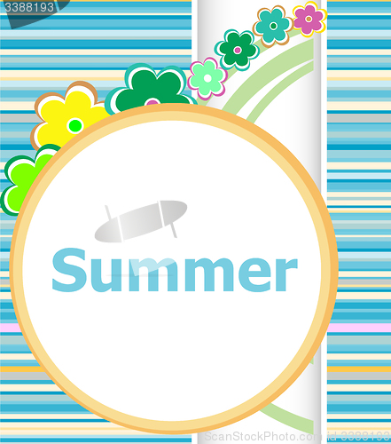 Image of Beautiful summer floral invitation card. summer holiday, flowers and abstract lines set