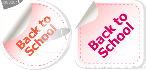 Image of Back to school text on label tag stickers set isolated on white