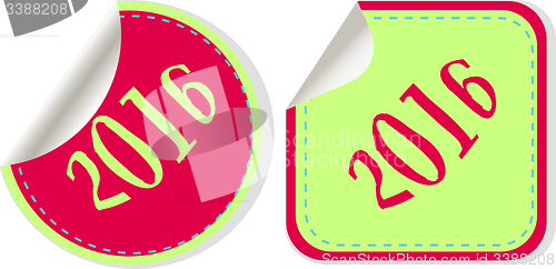 Image of creative happy new year 2016 design. Flat design. button