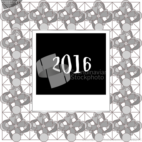 Image of Merry Christmas card template with photo frame on abstract background, 2016 new year card