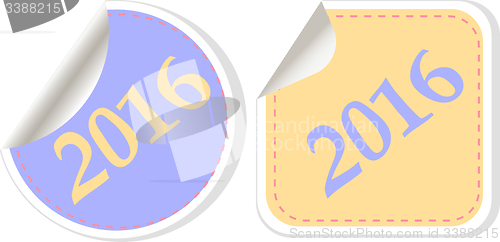 Image of creative happy new year 2016 design. Flat design. button