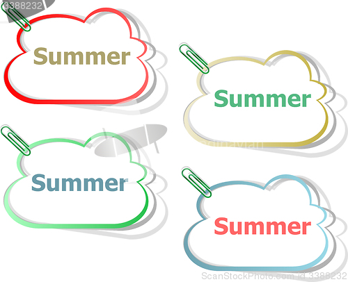 Image of Word summer concept on button. Banner, web button or message for online web site, presentation or application