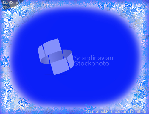 Image of blue frame from snowflakes for holiday card