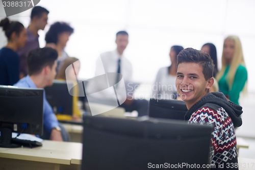 Image of students group in computer lab classroom