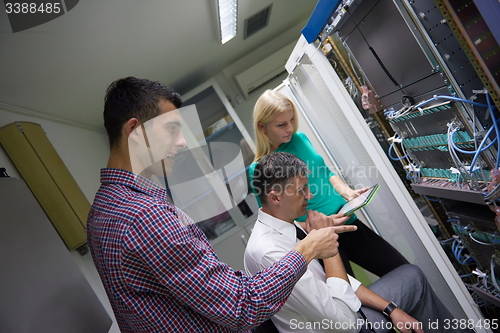 Image of network engeneers working in network server room