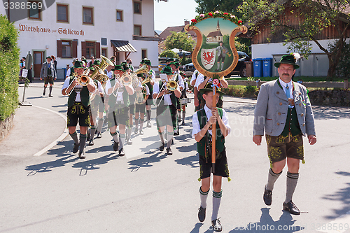 Image of Hausham / Germany / Bayern-09th August: Brass band Agatharied