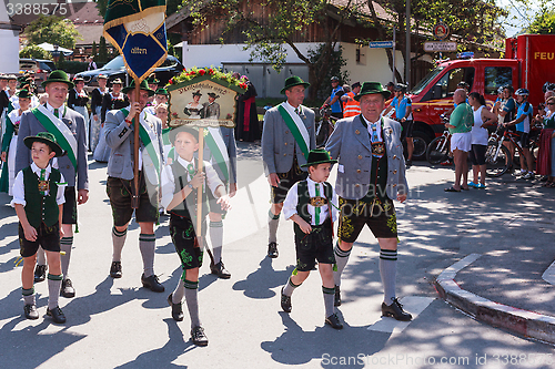 Image of Hausham / Germany / Bavaria-09th August: Costumes club  D`Leitzachtaler Niklasreuth-Wörnsmühl