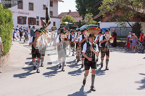 Image of Hausham / Germany / Bavaria-09th August: brass band Elbach