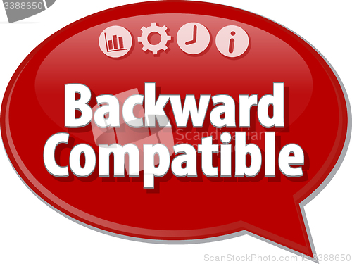 Image of Backward Compatible  Business term speech bubble illustration