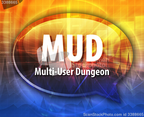 Image of MUD acronym definition speech bubble illustration